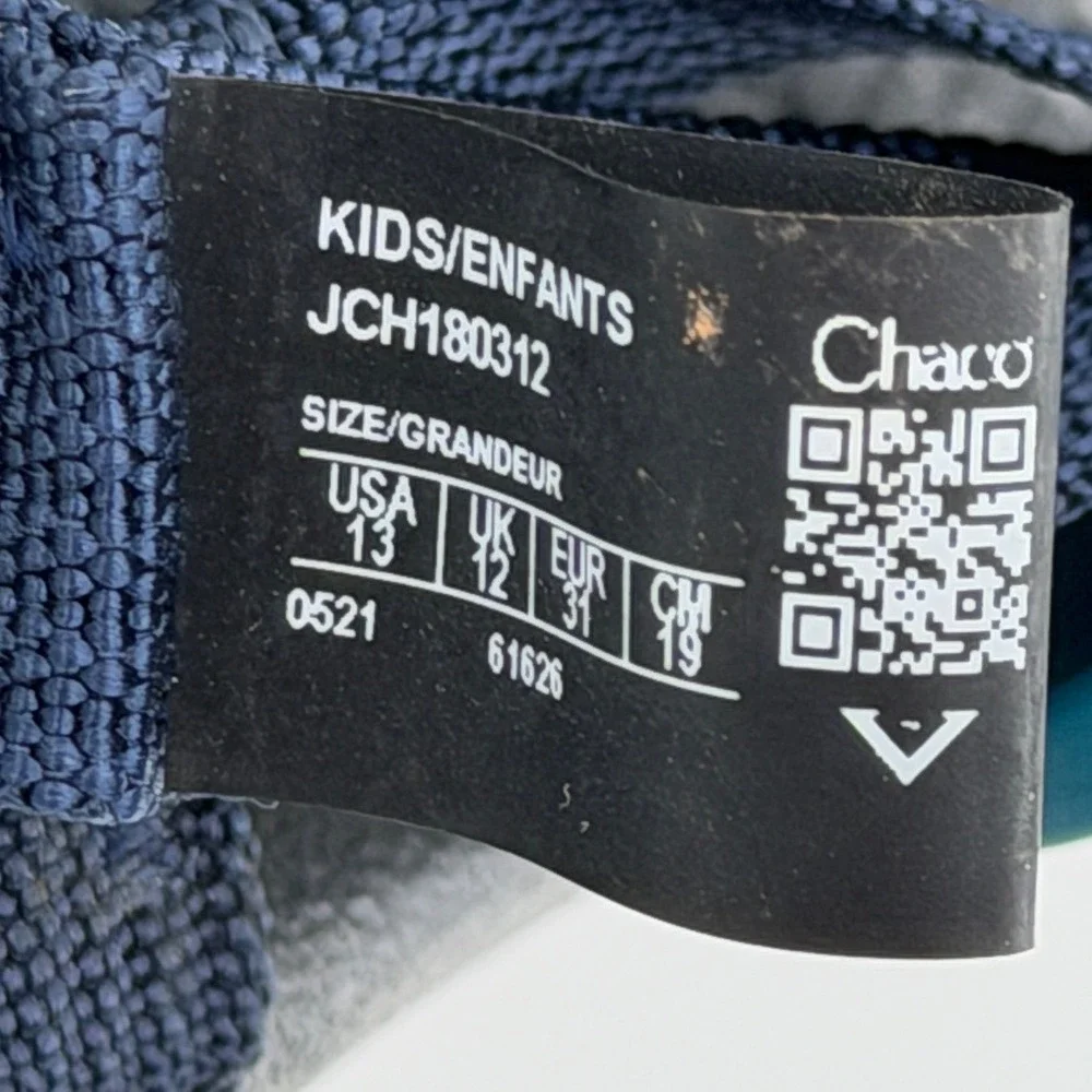 Chaco‎ Kids Z/1 Ecotread Sandals Teal Navy Blue JCH180312 Size 13 Kids